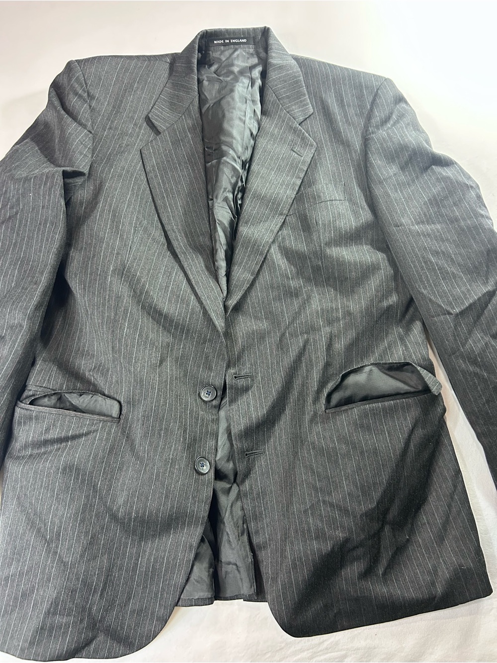 Vtg Alexandre of England Mens 42L Pinstripe Suit Jacket Blazer Charcoal Gray